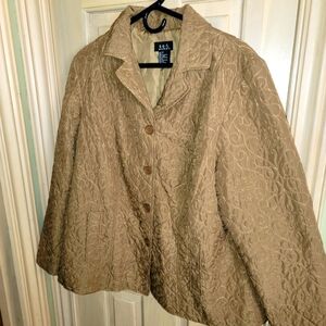 Womens plus sz 1X Tan scroll stitching Jacket Blazer by R.Q.T.